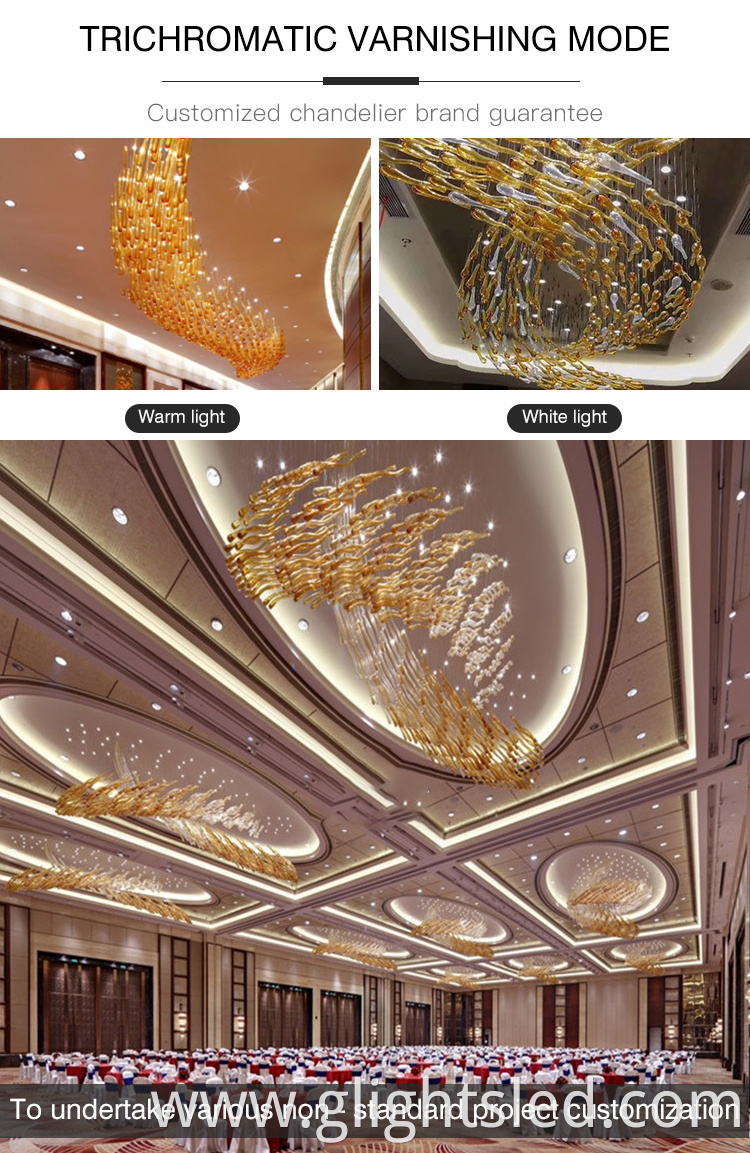 Shopping mall luxury interior decoration customized glass chandelier light